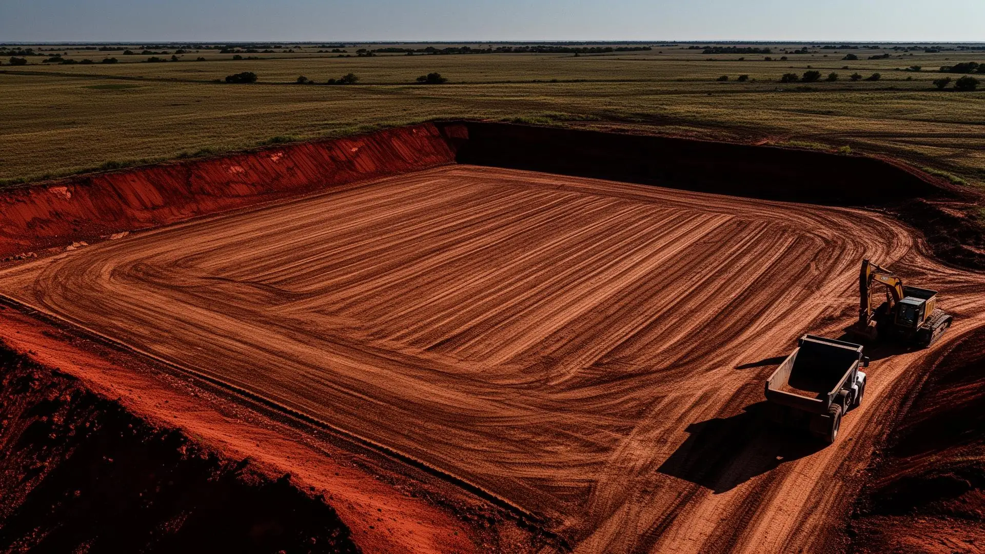 Aerial view of a freshly graded commercial building pad